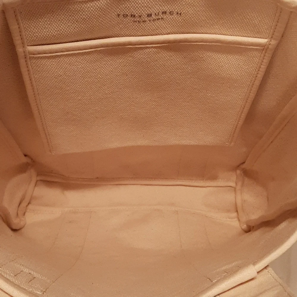TORY BURCH Natural Canvas Logo Tote Bag - Picture 5 of 13